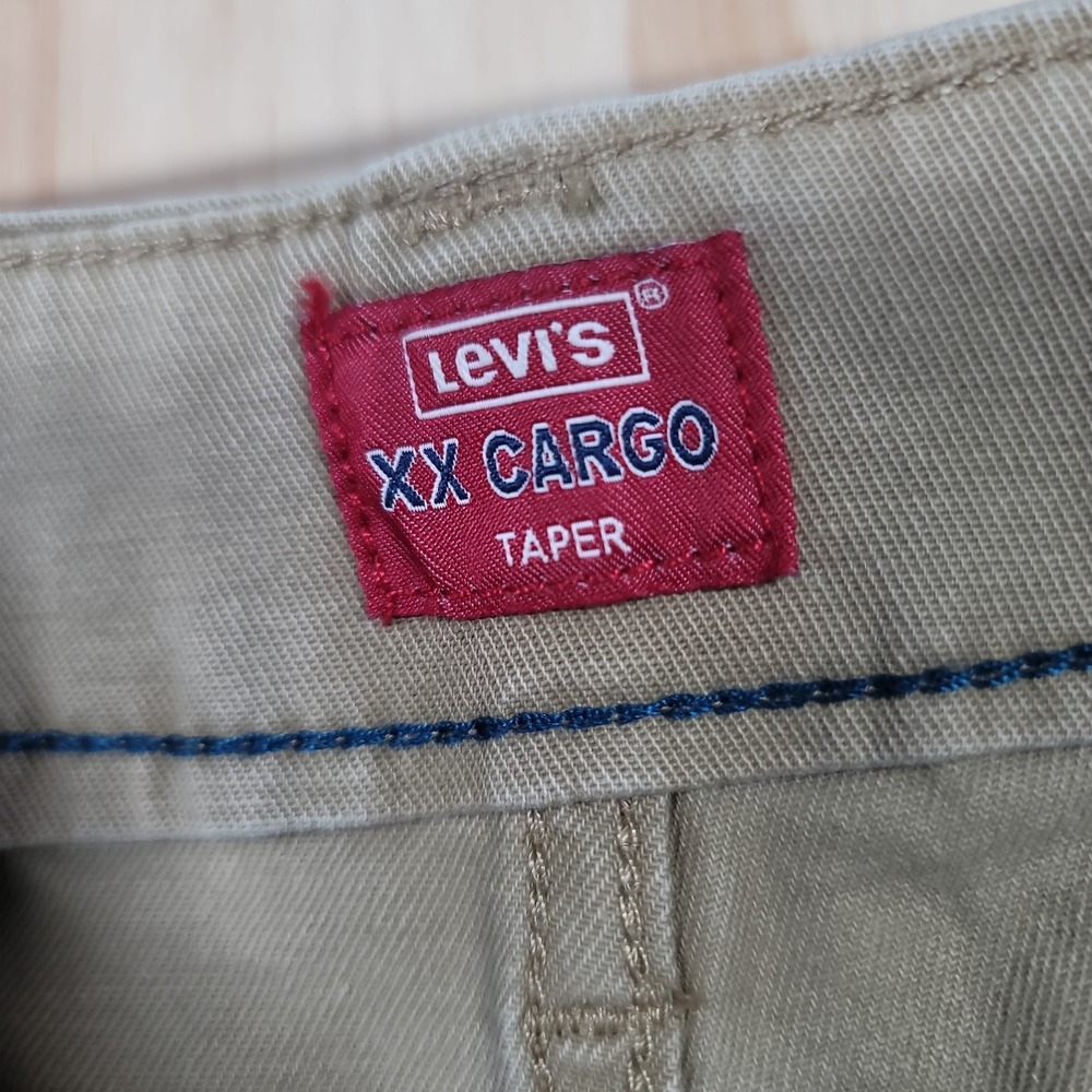 Levis XX Cargo Taper Pants Mens 32x30 Khaki Stretch Utility Military Workwear - Picture 14 of 16